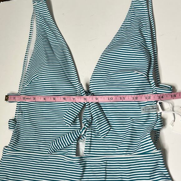 Cupshe Plunging Tie Front One Piece Striped Swimsuit Size Medium - Picture 5 of 9